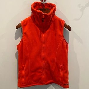 Calvin Klein fleece vest. High collar can be worn up or folded down.